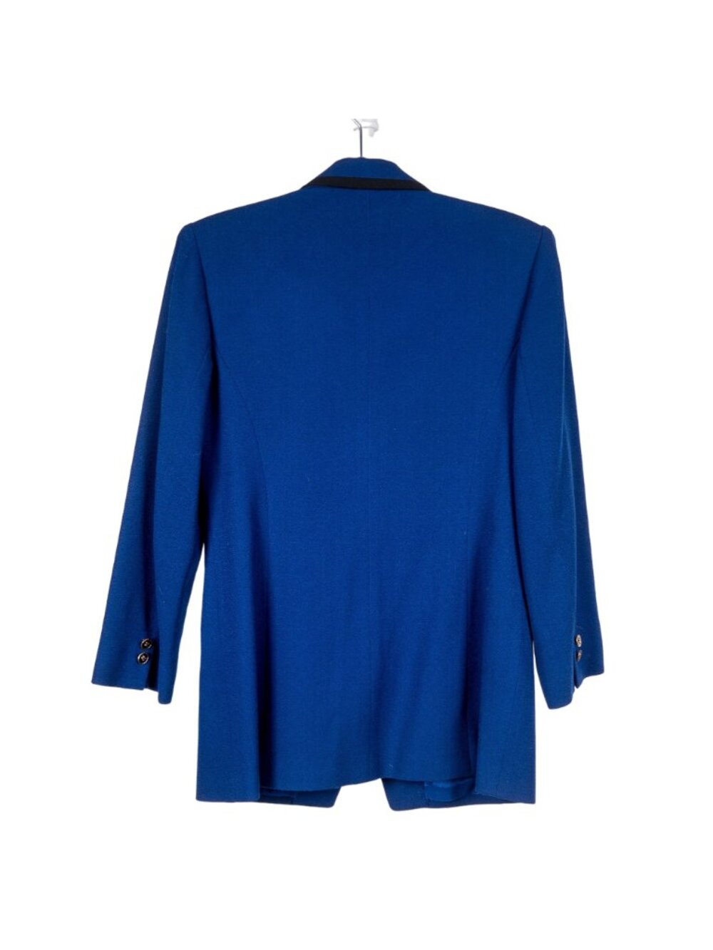Kasper VTG Wool Jacket 6 Womens Blue Black Piping Button Colorblock 1980s - Picture 5 of 6